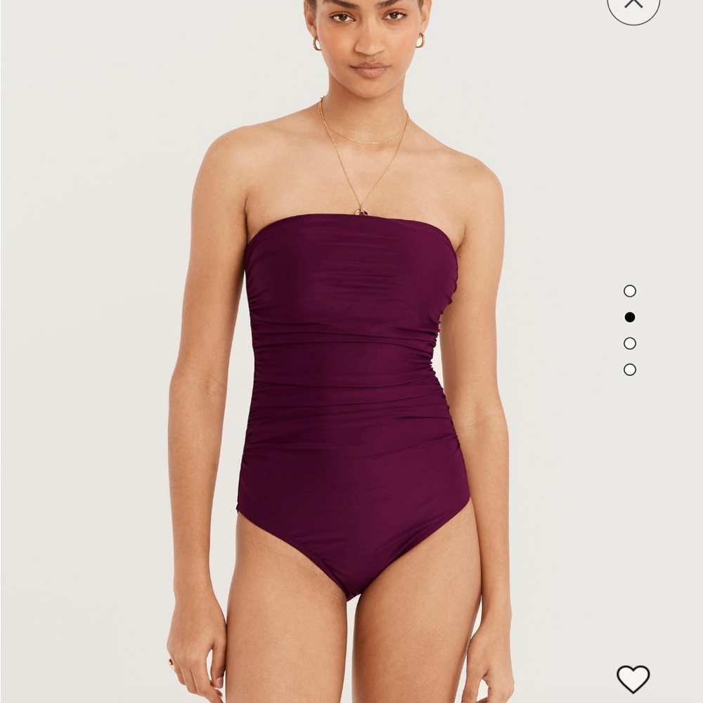NWT JCrew Ruched Bandeau One-Piece Swimsuit in Iris Size 22. shoulder strap incl